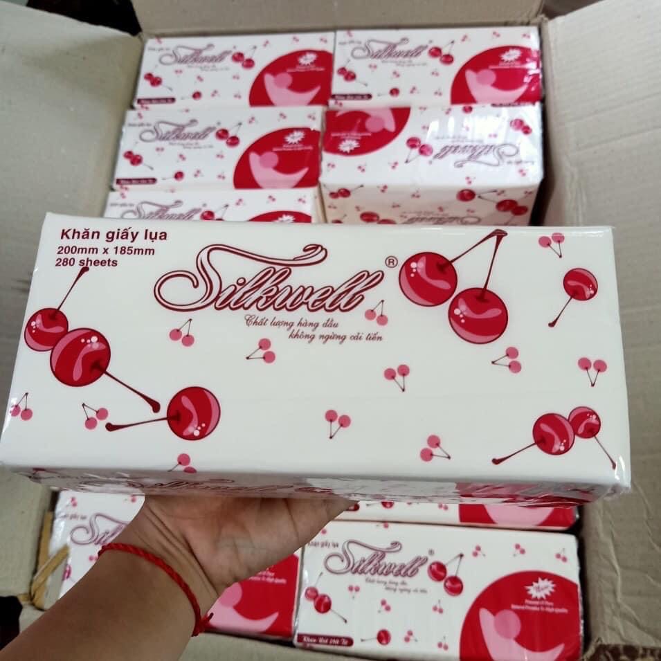 Giấy ăn rút Silkwell đỏ 280 tờ 2 lớp
