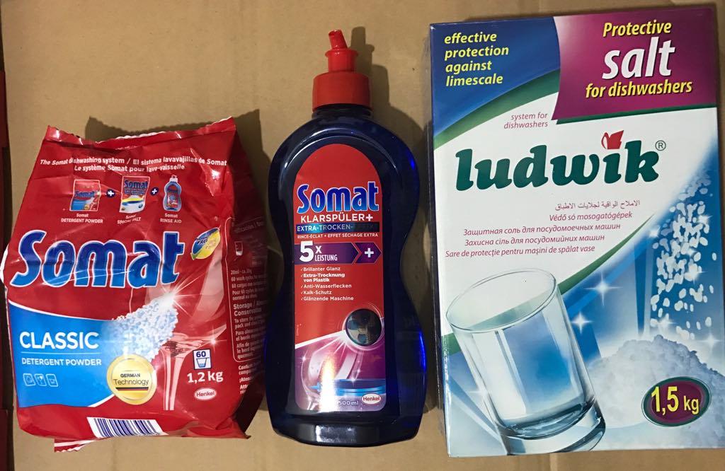 Bộ combo bột rửa chén somat gồm bột, muối , nước làm bóng dùng cho máy rửa chén