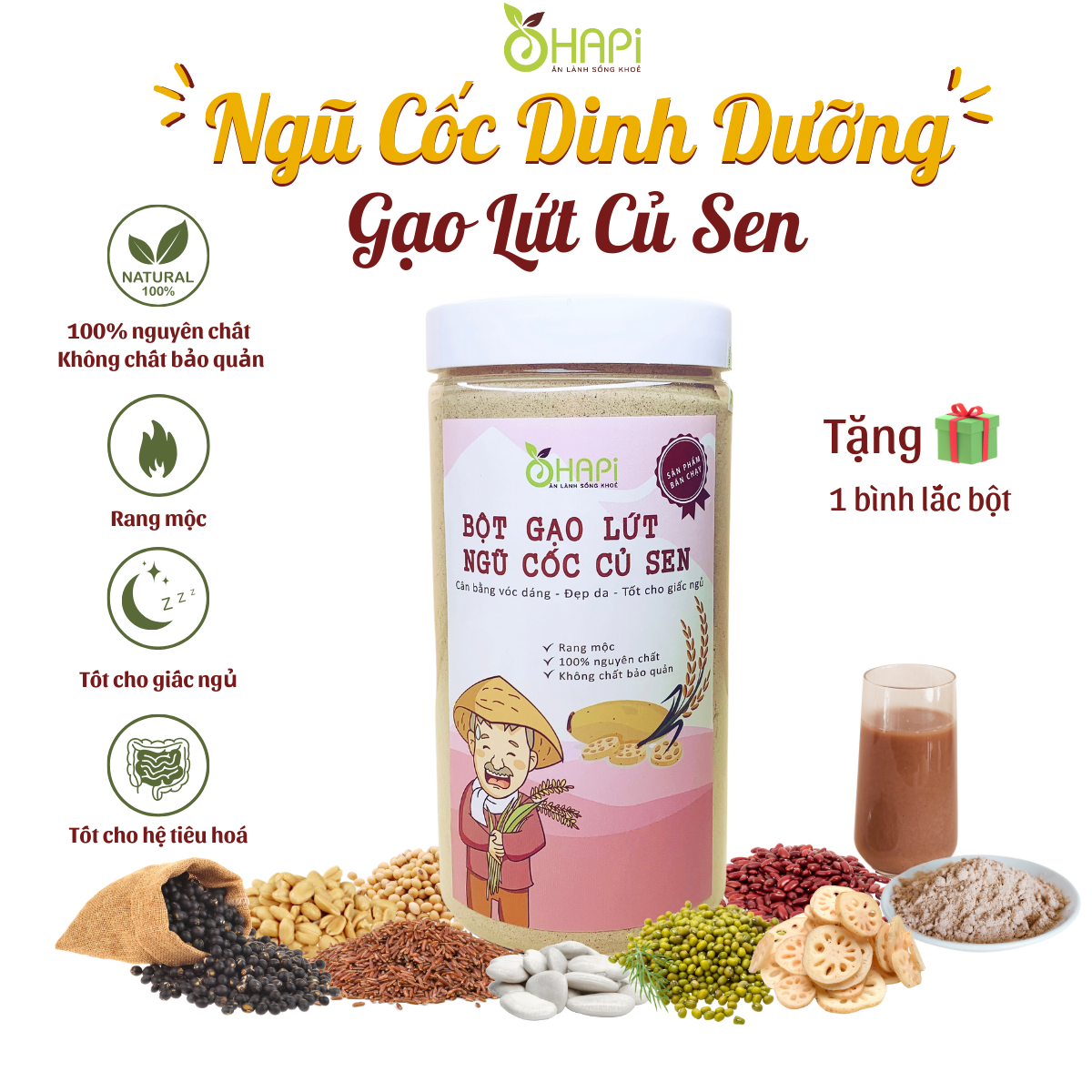 Powder brown rice lotus root powder grain weight loss benefits milk tofu 500gr ohapi