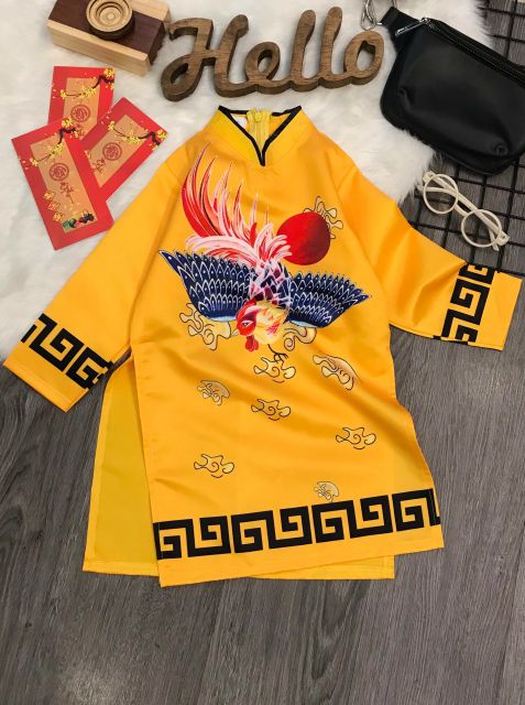 Áo dài chim phụng cho bé trai