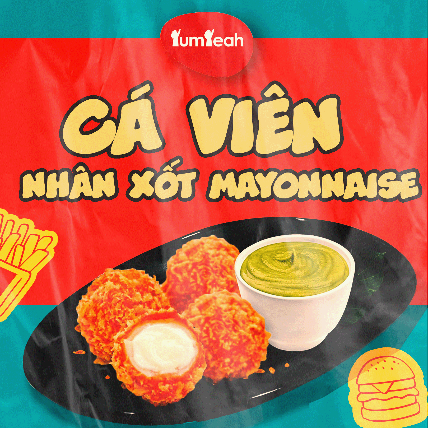 Cá Viên Nhân Xốt Mayonnaise Viên Cá Cam Gói 500gr - Thương Hiệu Đen Đỏ