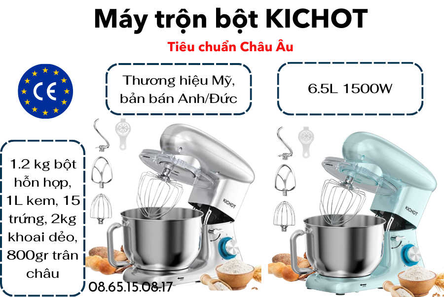 (thương hiệu Mỹ) Máy trộn bột ACEKOOL 7L 1400W - đánh kem, đánh trứng hiệu quả