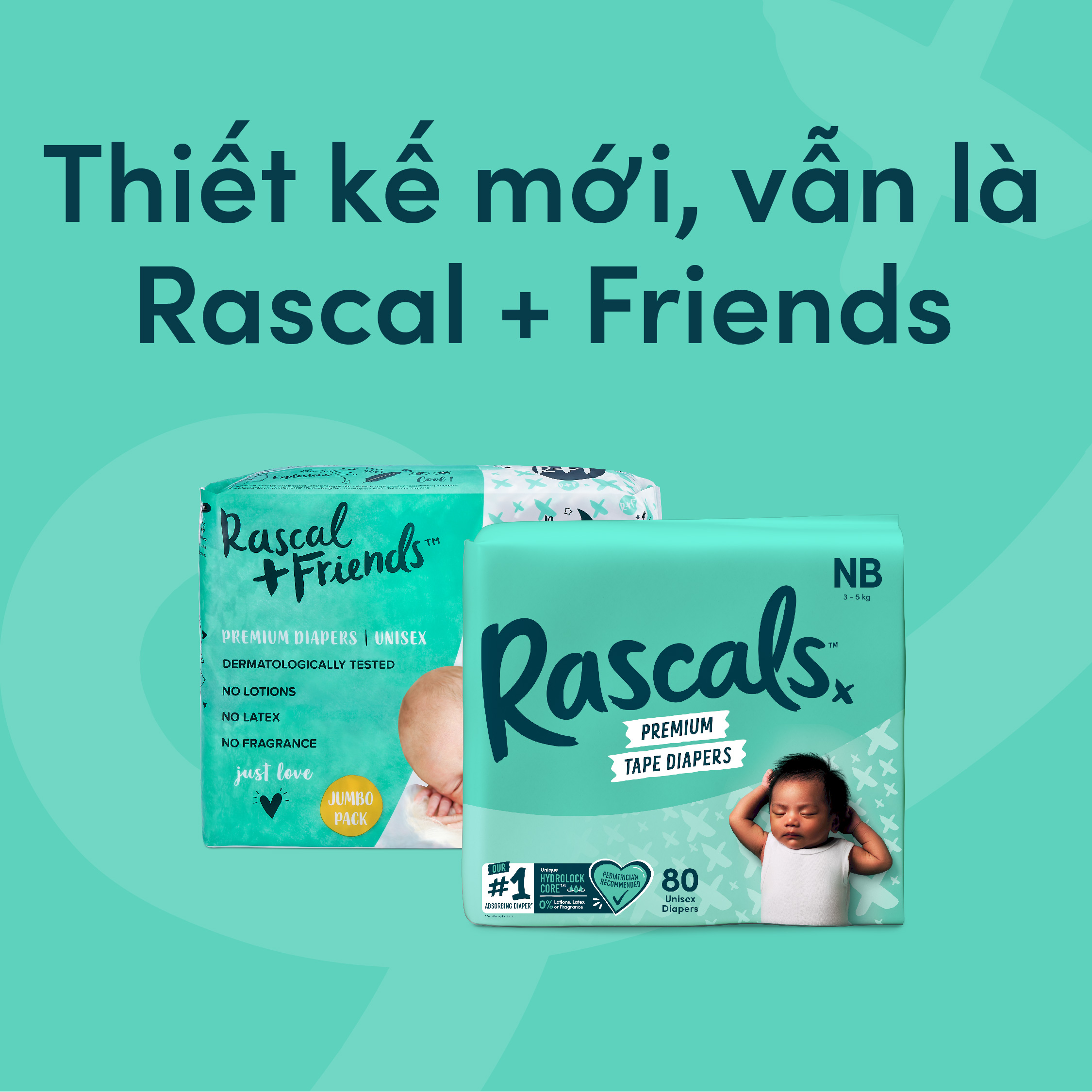 Rascal + Friends Diapers/Diapers Size S (4-8kg) 70 Pieces