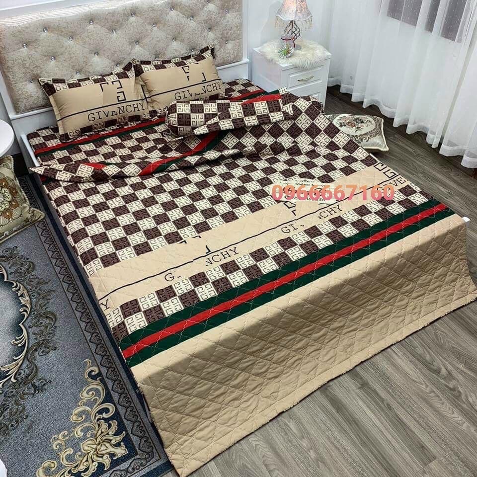 [Giường 1m6x2m] Trọn Bộ 5  Món Giường Ngủ (1 Chăn + 1 Ra giường+ 1 Vỏ Gối Ôm + 2 Vỏ Gối Nằm) Họa Tiết Trắng Kem Sang Trọng - Bộ poly 5 Món Hàn Quốc - Phụ Kiện Giường Ngủ - (Chăn và Vỏ Gối Chần Bông Vô Cùng êm - ấm)