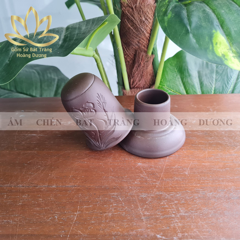 Ống đựng tăm đất nung Bát Tràng màu đen
