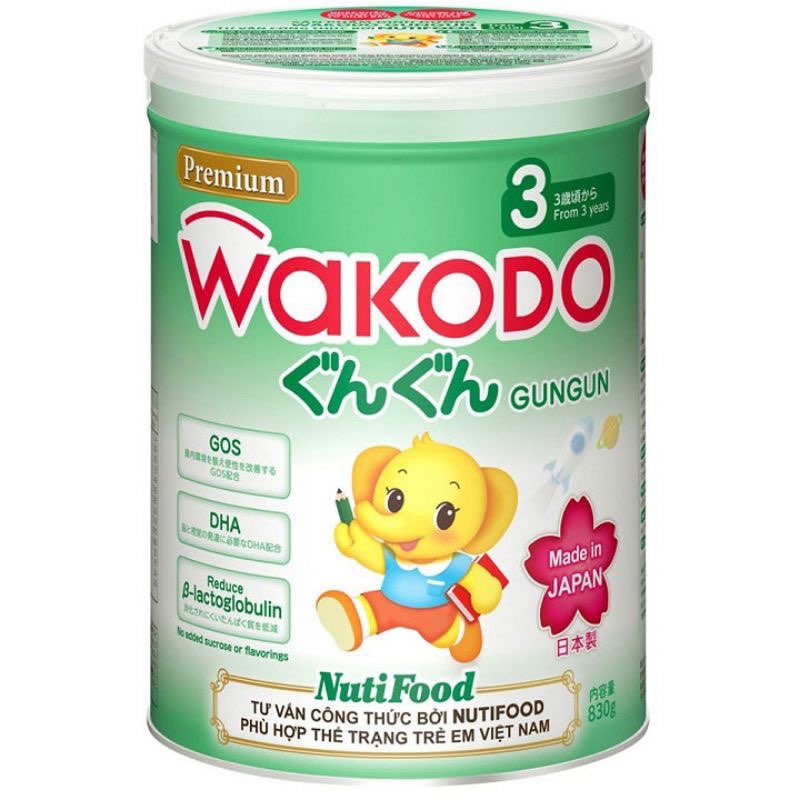 Sữa bột wakodo gungun số 3 830g