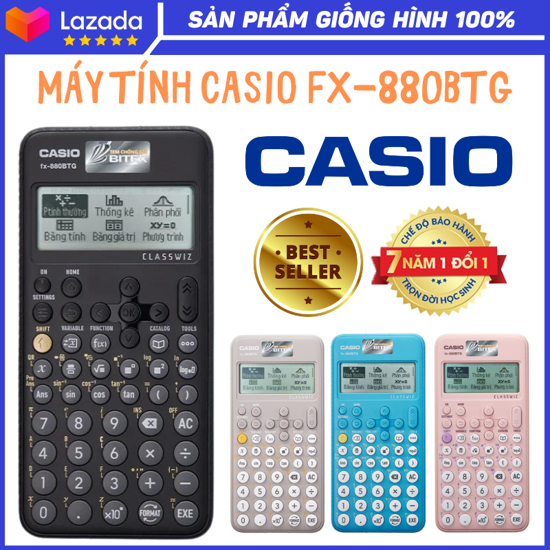 Máy Tính Casio Fx-880BTG Chính Hãng Tích Hợp Bảng Tính, Bảng Tuần Hoàn, QR Code... Bảo Hành 7 Năm 1 Đổi 1 - Máy Tính Cầm Tay Casio FX-570VN Plus NEW, Máy Tính Cầm Tay Casio MX-12B, Máy Tính Học Sinh Casio FX-570ES Plus NEW, Casio FX-580VN X