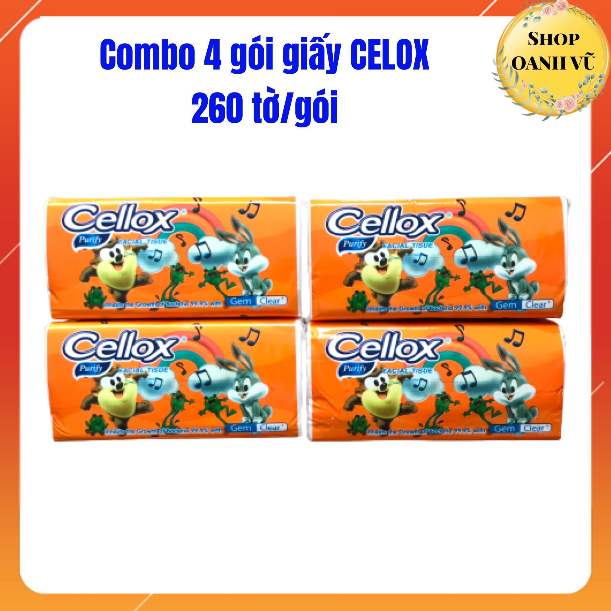 [SIÊU RẺ] COMBO 3 Bịch Khăn Giấy Rút Lụa Cellox 260 Tờ/Gói Siêu Dai Mịn - LEE'S HOME