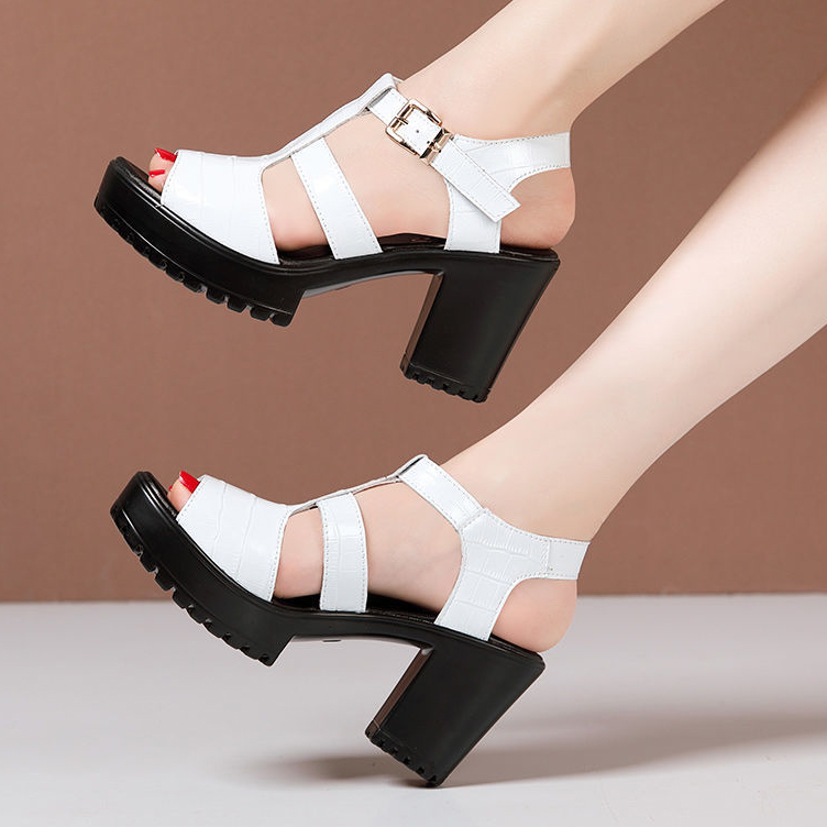 Giày Cao Gót Sandal Nữ Quai Hậu Gót Vuông Quai Kiếu Da Vân Bóng Cao Cấp - CG961