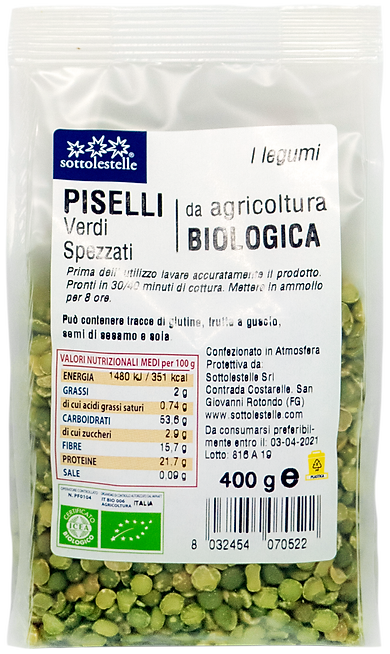 [7.2025] Đậu hà lan hữu cơ Sottolestelle Organic Green Pea 400g
