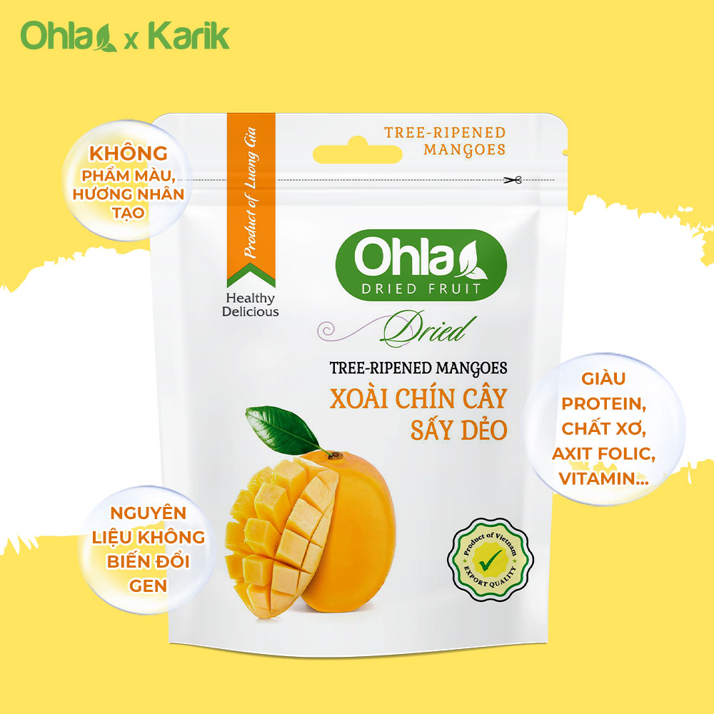 Xoài Chín Cây Sấy Dẻo Ohla 100g - Trái Cây Tươi Giàu Dinh Dưỡng & Vitamin