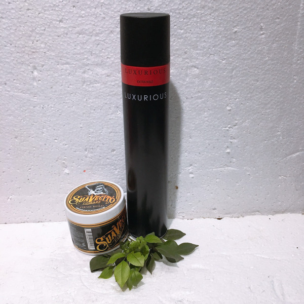 COMBO SÁP VUỐT TÓC SUAVECITO POMADE VÀ GÔM XỊT TÓC NAM LUXURIOUS