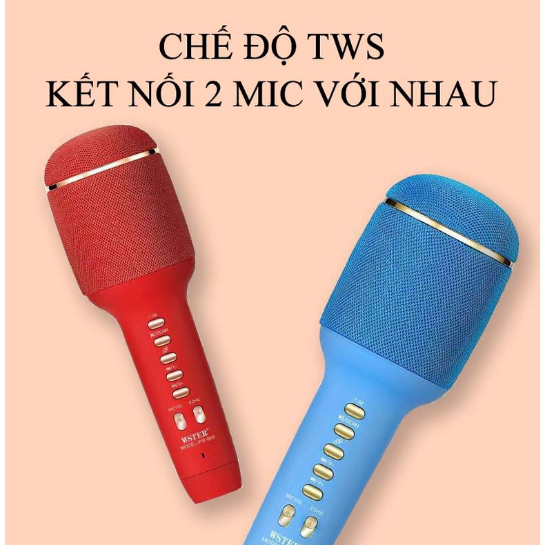 Micro Hát Karaoke Không Dây Kèm Loa Bluetooth WS-900 Thế Hệ Mới - Mic Hát Karaoke Công Nghệ Mới Có Chế Độ Nâng Giọng Giúp Hát Hay - Micro Cầm Tay Bluetooth Nhỏ Gọn, Âm Thanh Chuẩn, Loa Bluetooth Chất Lượng Cao, Mic Thu Âm Livestrem