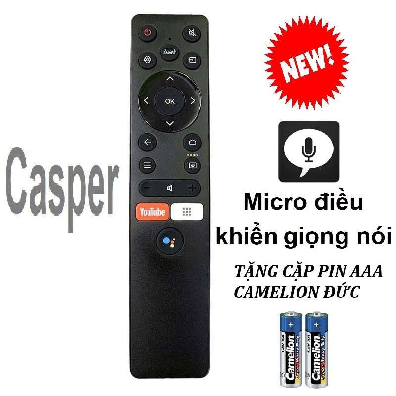[HCM]Remote điều khiển tivi CASPER 2020 micro điều khiển giọng nói (Tặng pin)