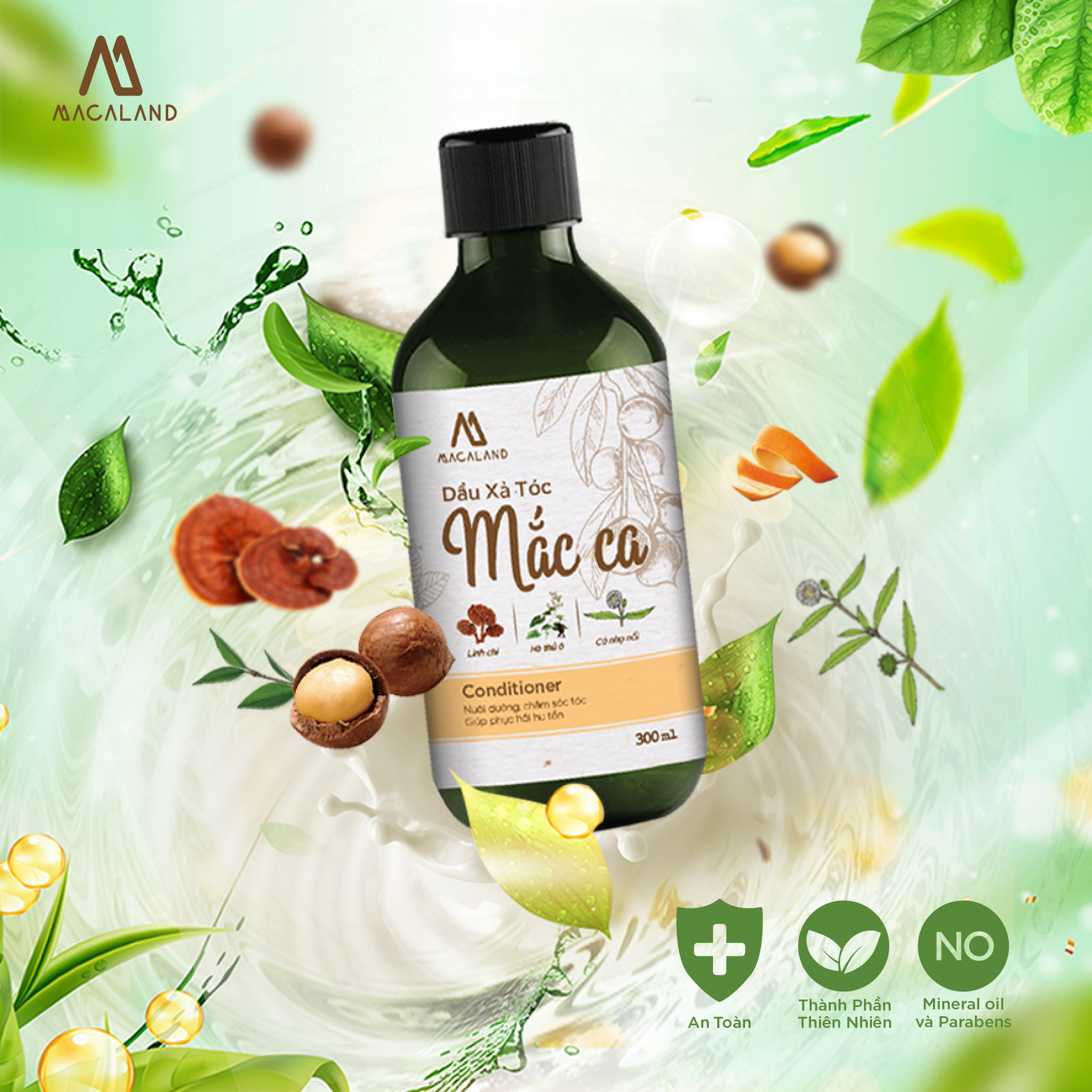 Dầu Xả tóc dầu Mắc Ca Macadamia 300ml MACALAND giúp tóc mượt và dày hơn