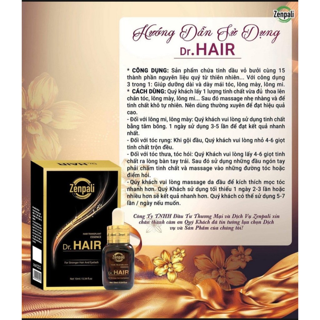 [CHÍNH HÃNG] Tinh Chất Dài Mi Mọc Tóc Dr Hair Zenpali 10ml