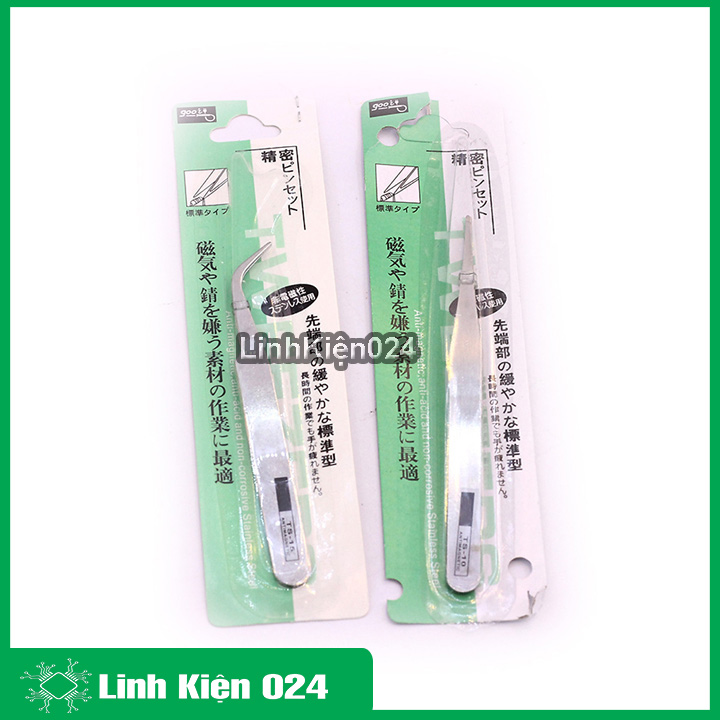 Bộ 2 nhíp gắp linh kiện điện tử gooi ( 1 cong - 1 thẳng )