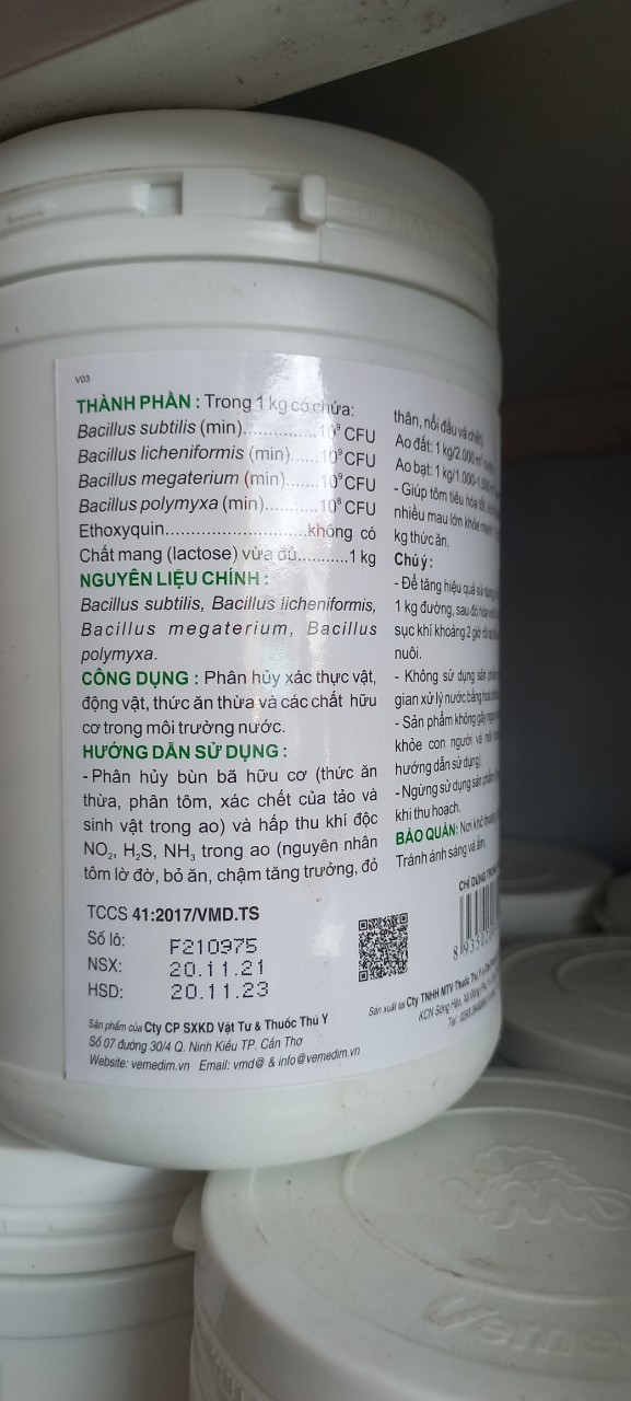 VIME- PROZYME CÁ, 1KG LON. MEN TIÊU HÓA CÁ.