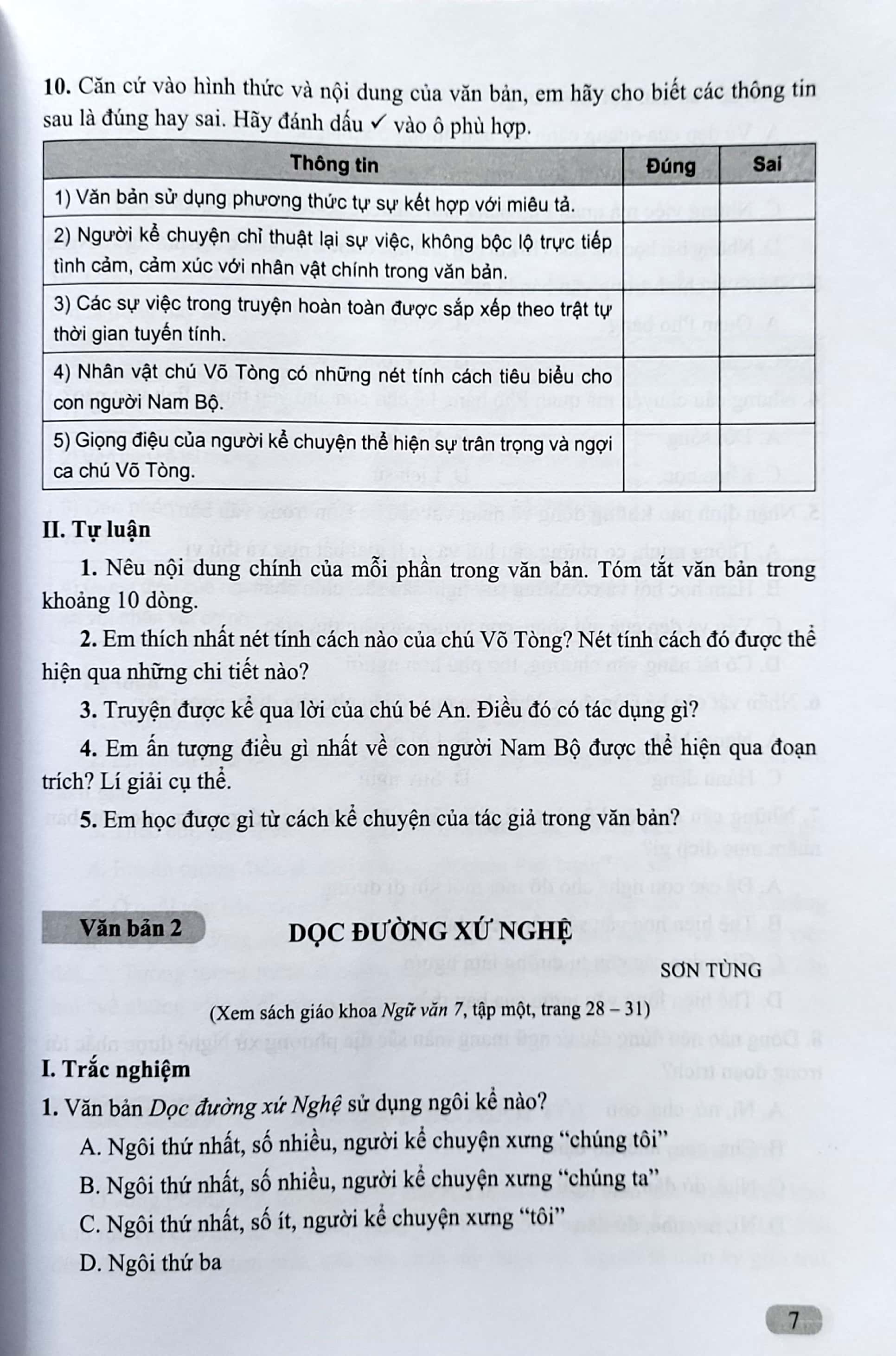 Sách - Bài tập đọc hiểu Ngữ văn 7 - Cánh Diều