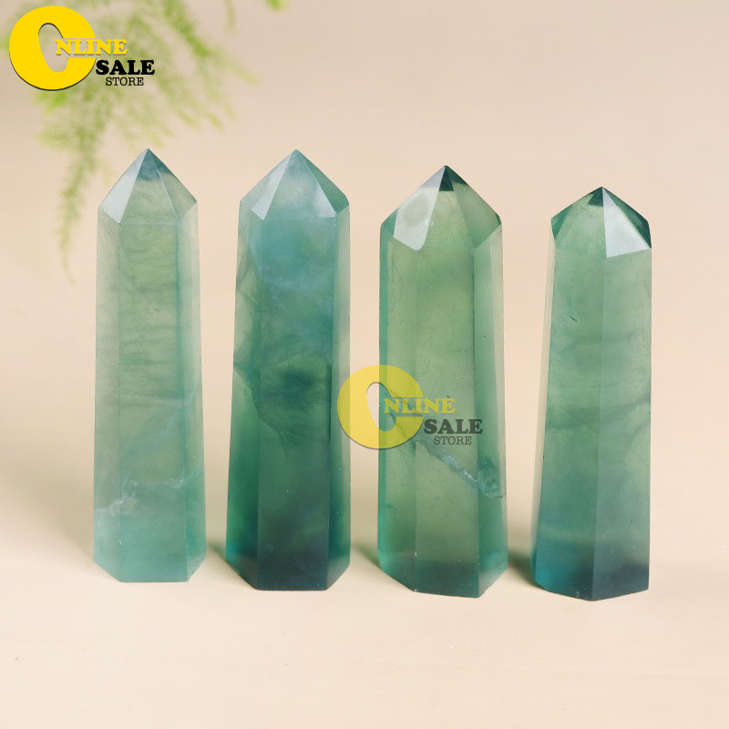 Trụ đá phong thủy Fluorit xanh nguyên khối size nhỏ trang trí nội thất nhà ở, văn phòng, bàn làm việc . đá phong thủy dùng trong Tarot, reiki, thiền định. Hợp mệnh: Thổ - Hỏa