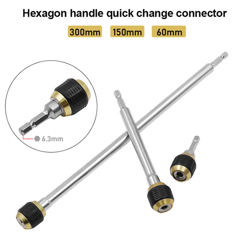 Thanh nối nhanh chuôi lục giác 60 150mm đầu giữ mũi khoan thanh kết nối tự khóa 6.35
