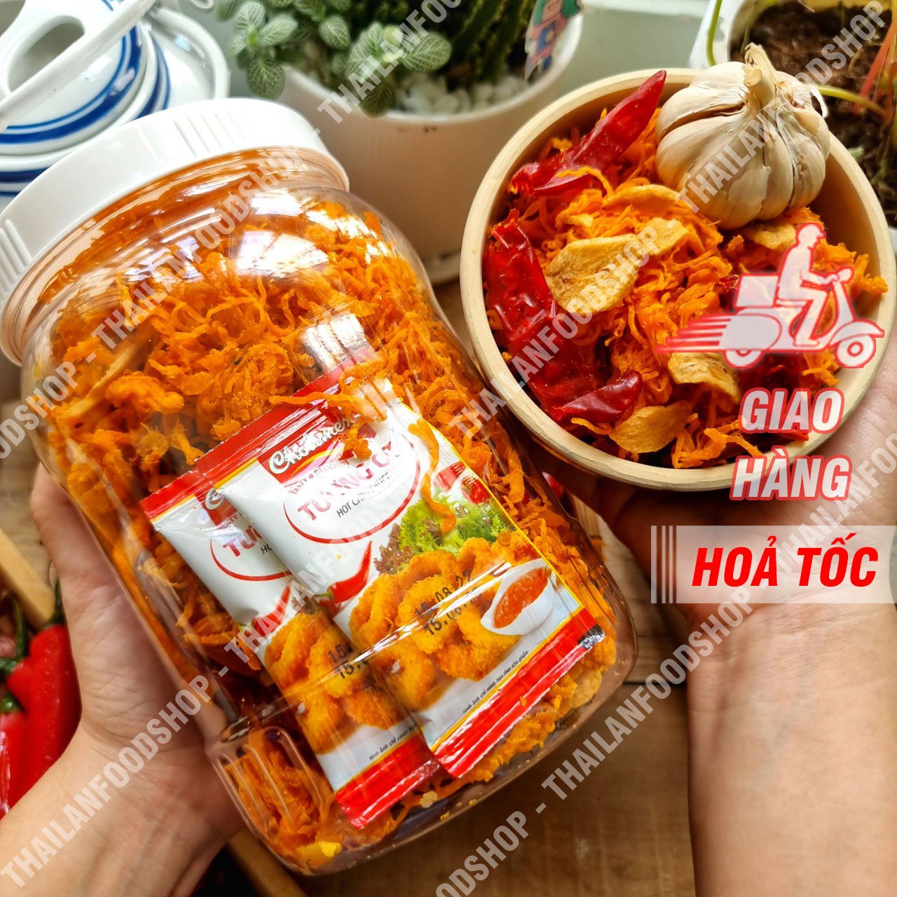Khô gà bơ tỏi giòn ngon không bột - hộp 500gr