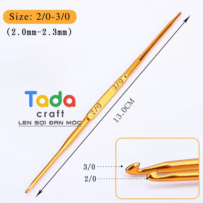Kim móc 2 đầu cán vàng size 1.0mm đến 10mm