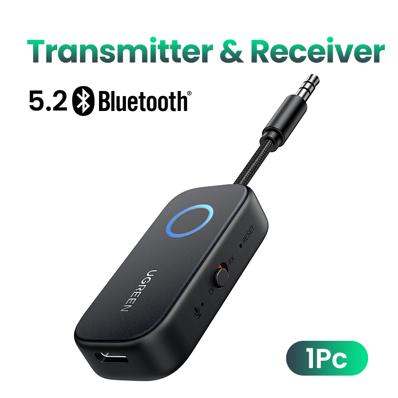 UGREEN Bluetooth 5.4 5.2 Transmitter Receiver 2-in-1 Wireless 3.5mm Aux Bluetooth Adapter Compatible with Car Home Stereo System Headphones Model: 35222