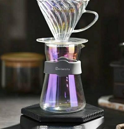 Bộ phễu V60 pha cà phê pour over thủy tinh Brewista Tornado Dripper & Server - Bright Moon