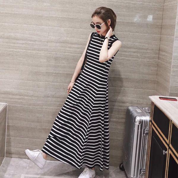 ĐẦM MAXI THUN SỌC BO VIỀN