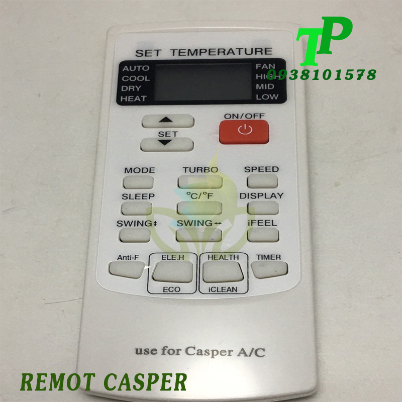 Điều Khiển, Remote Máy Lạnh Điều Hòa Casper (Tặng Kèm Pin)