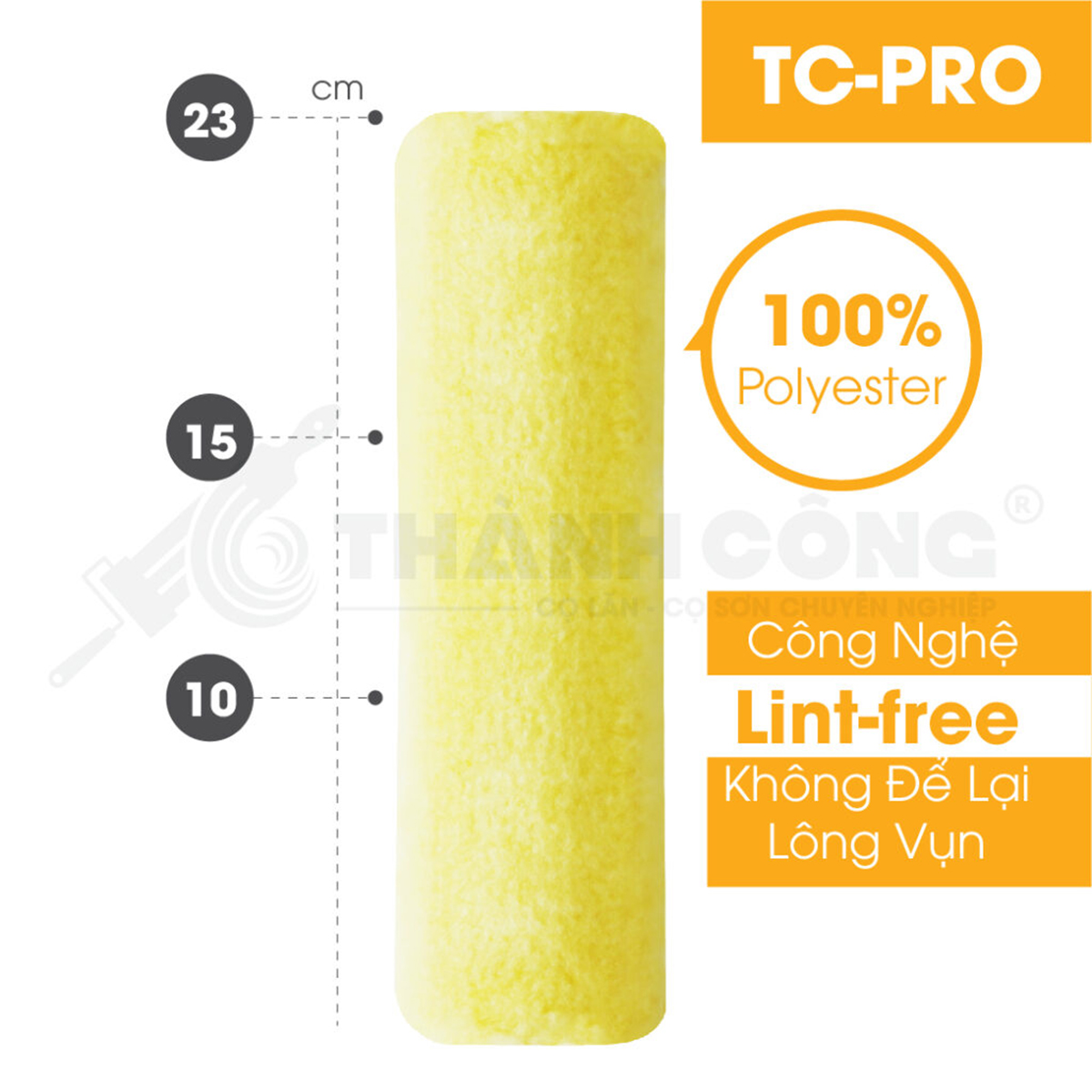 Cọ lăn sơn Thành Công TC-PRO con lăn sơn đa năng dùng cho mọi bề mặt, gồ ghề, sơn mịn, sơn bóng, sơn tường, ít hao sơn, thấm hút tốt, không rụng lông