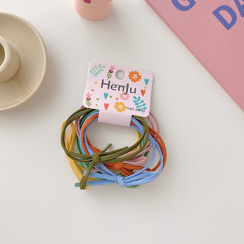 Combo 6 dây cột tóc đôi thắt nơ trơn đơn giản CB15