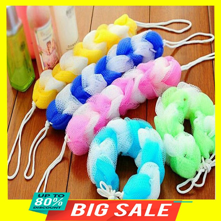 Bông tắm lưới tạo bọt 7 mắt (giao màu ngẫu nhiên, loại dài)