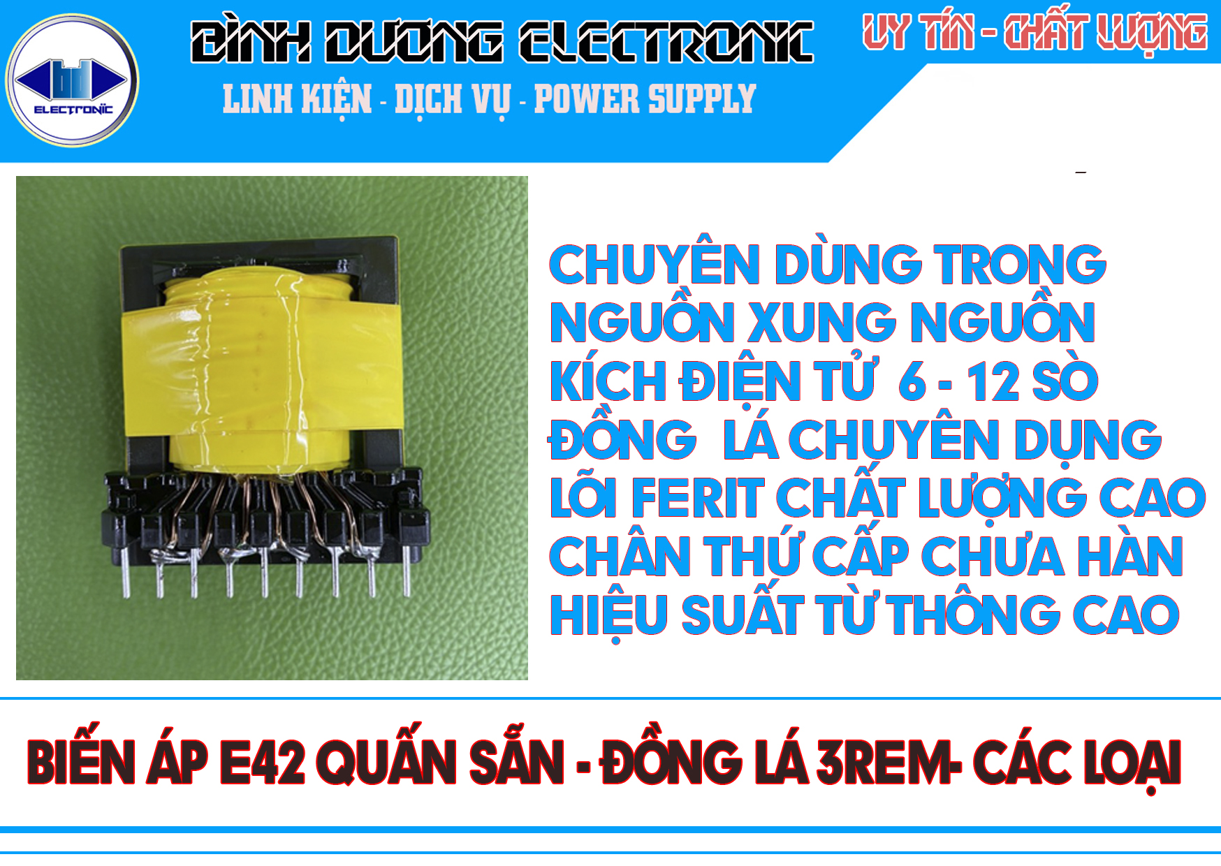 Biến áp e42 quấn sẵn đồng lá 3 rem 3x3 các loại mới