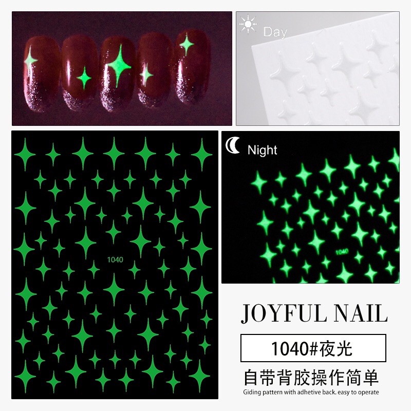 Sticker dạ quang dán móng tay nail