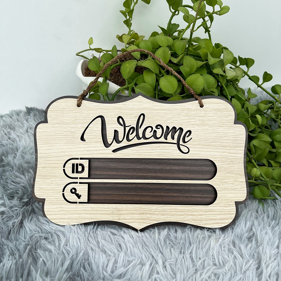 Biển bảng welcome kết hợp wifi password gỗ treo tường trang trí decor homestay, quán cafe, trà sữa, nhà nghỉ, khách sạn hỗ trợ khắc pass và id