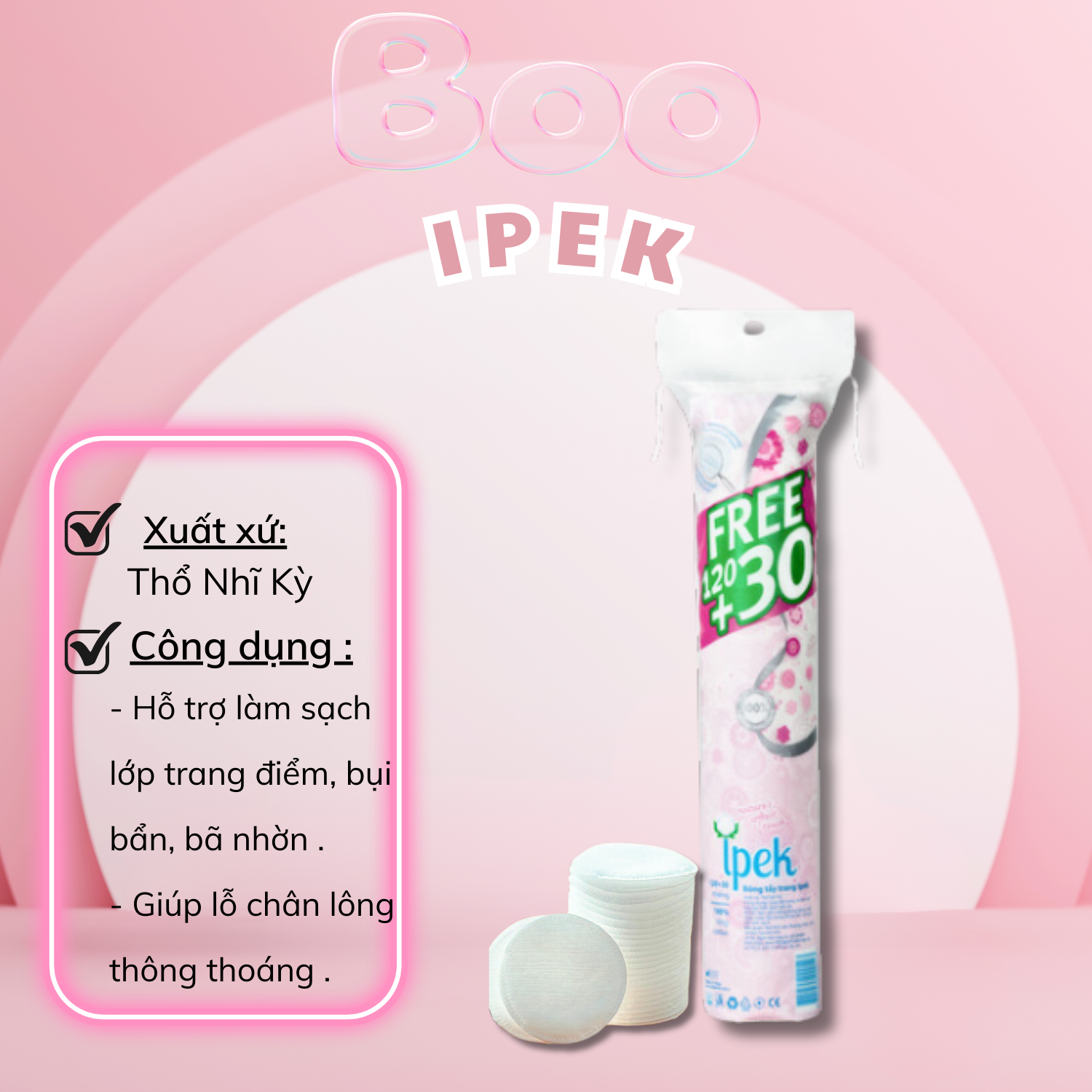 [HCM]Bông tẩy trang ipek 130 miếng & 150 Miếng