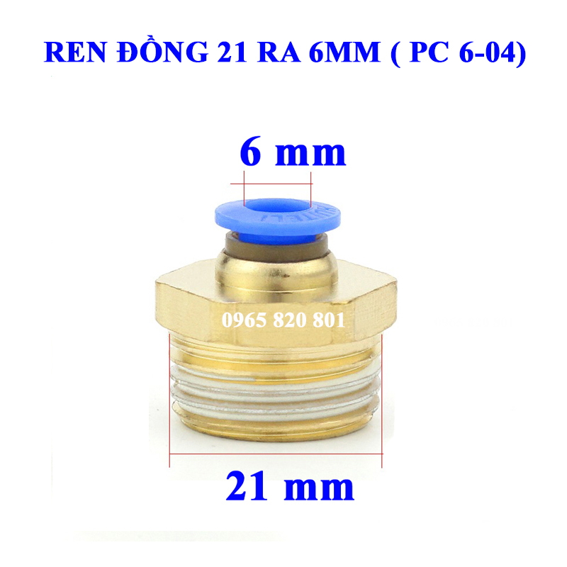 Ốc ren ngoài 21 ra ống 6,8,10,12mm
