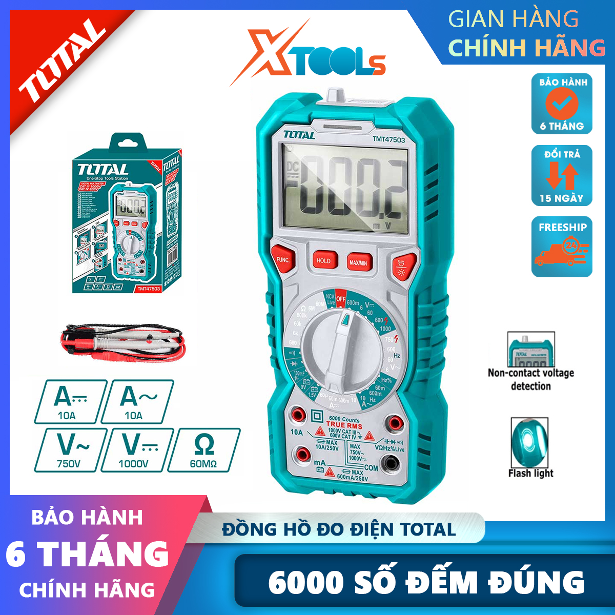 Total tmt47503 multimeter with current induction probe. Multimeter premium material 6000 counts true-original product