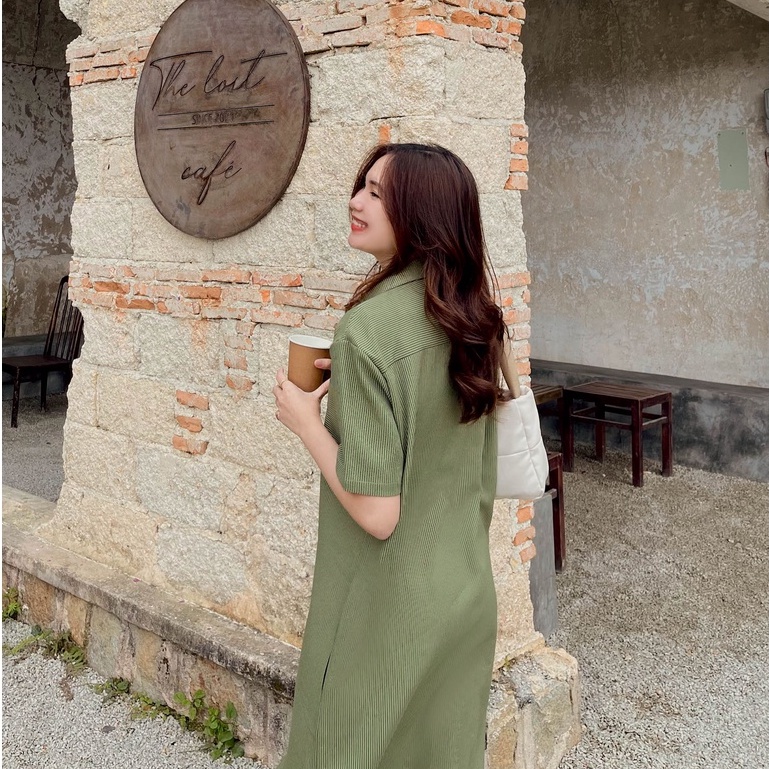 Đầm Sơ mi sọc xanh