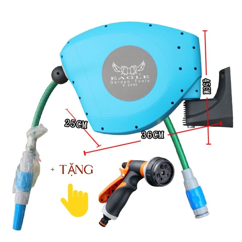 Set Rulo spray watering automatic roll wire 20m lionking special gift with 01 faucet spray 8 beam adjustable multi-mode