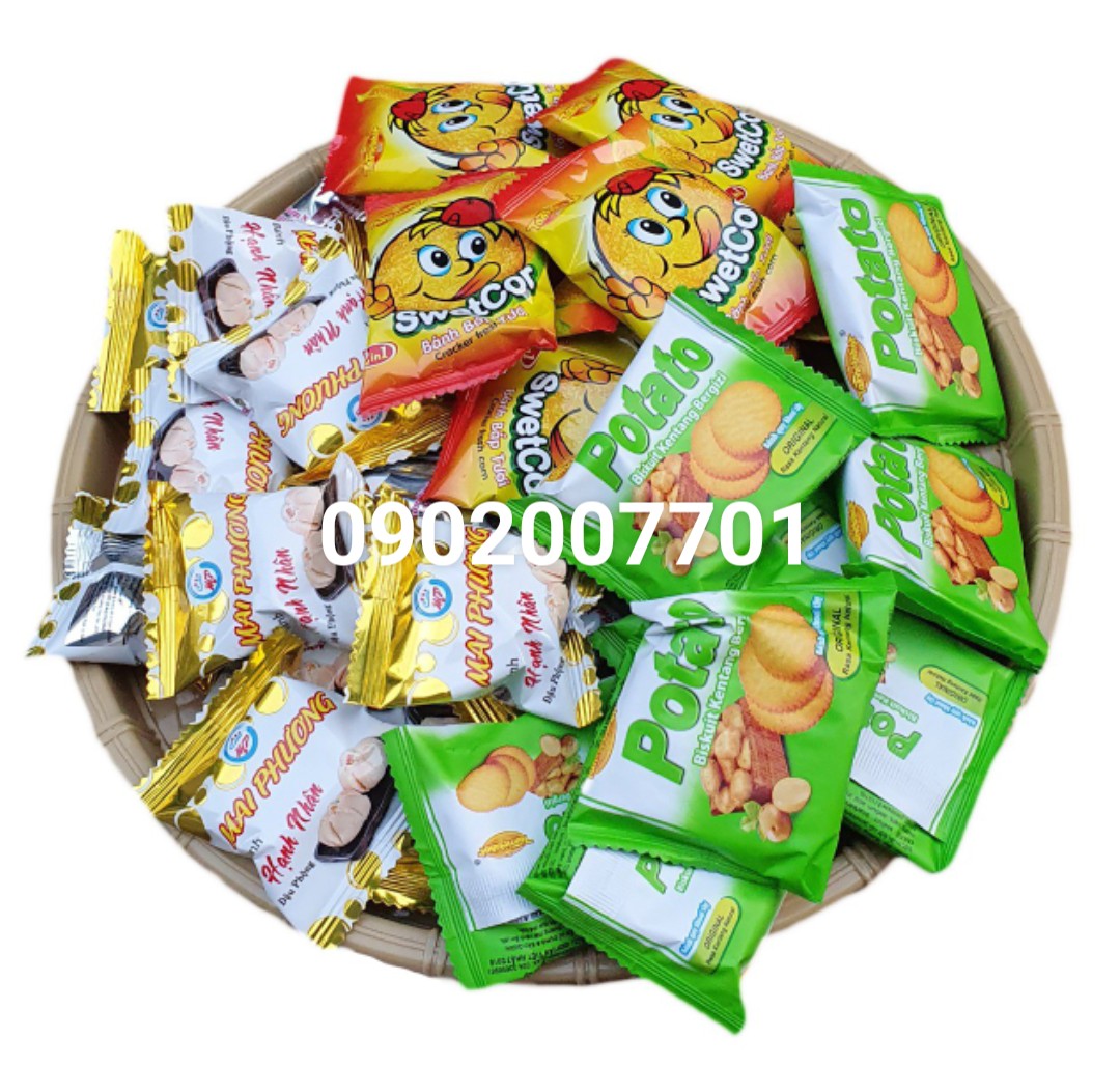 Bánh quy mix vị Thơm Ngon Khoai tây + Bánh Bắp+ Bánh Hạnh Nhân -đồ ăn vặt-ăn vặt-bánh mứt