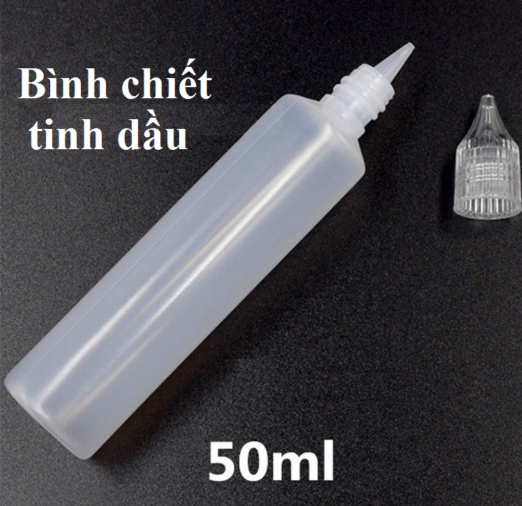 Bình lọ dùng chứa, chiết, đựng tinh dầu, chất lỏng có đầu nhọn và nắp đậy kín dung tích tối đa 50ml (1 bình chiết)