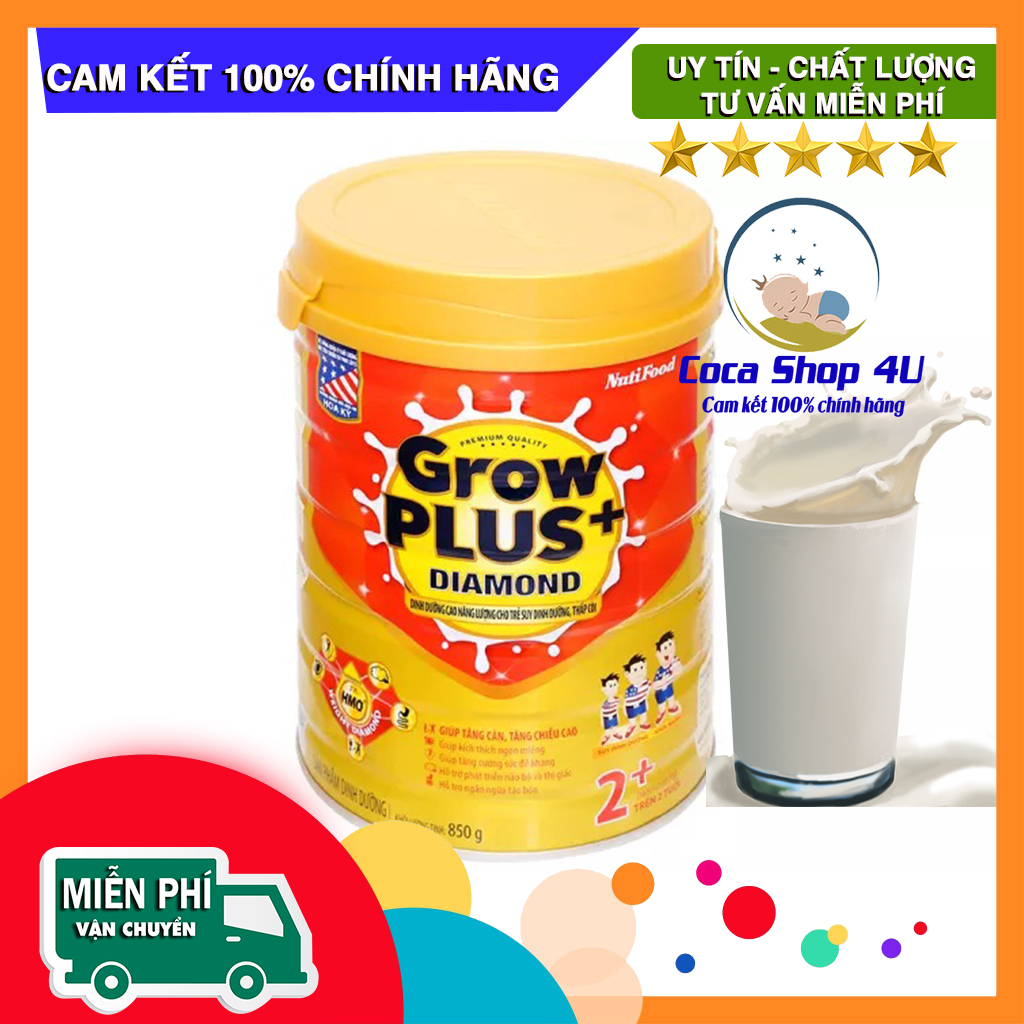 Sữa bột NutiFood Grow Plus+ Diamond 2+ lon 850g (trên 2 tuổi)