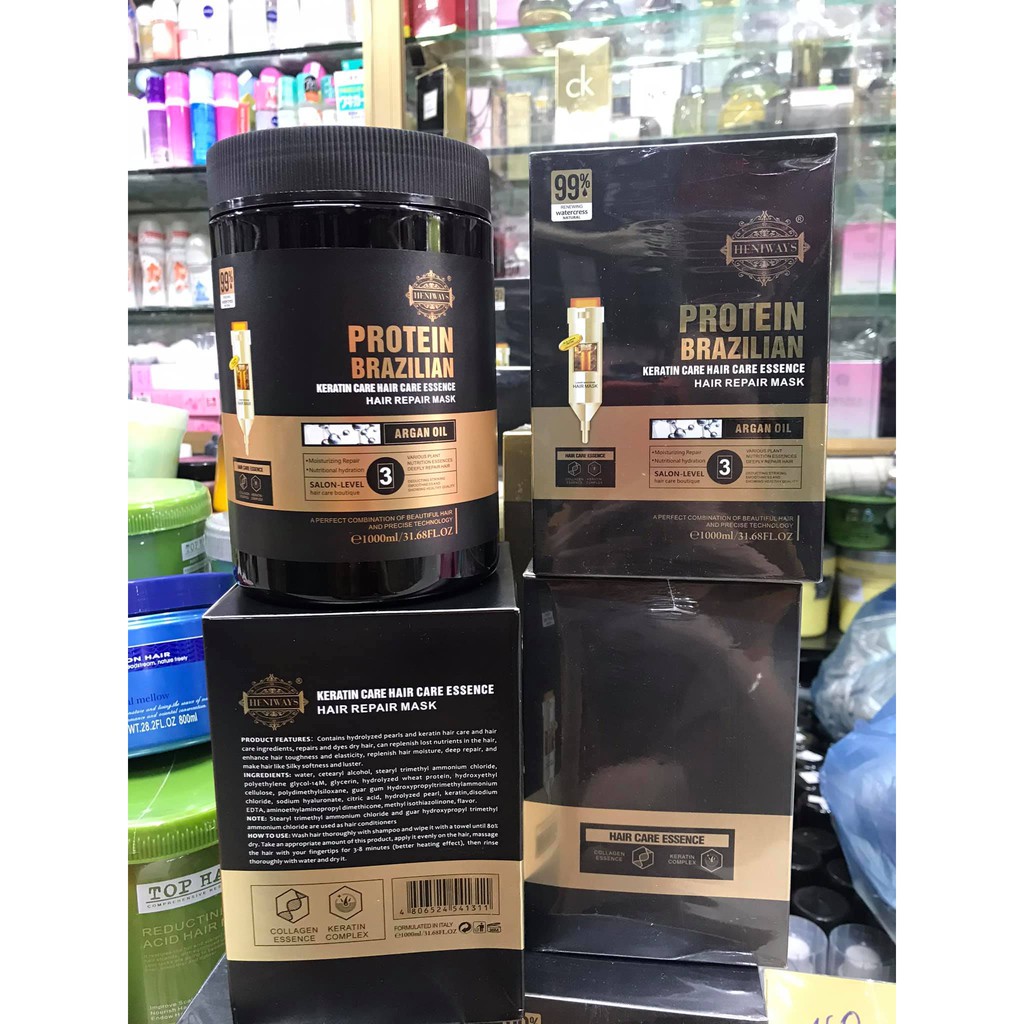 Kem hấp ủ tóc Heniways Protein Brazilian 1000ml
