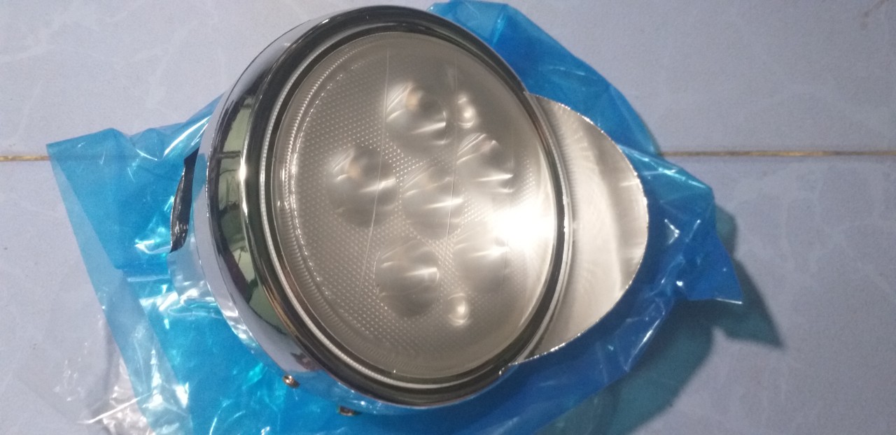 Đèn pha tròn trước xe ba bánh/xe ba gác mặt kính (đèn led 1 cái)