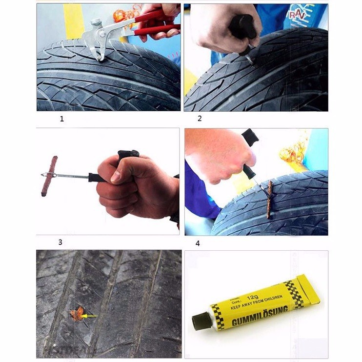 Bộ Dụng Cụ Vá Lốp Xe Không Ruột Đa Năng