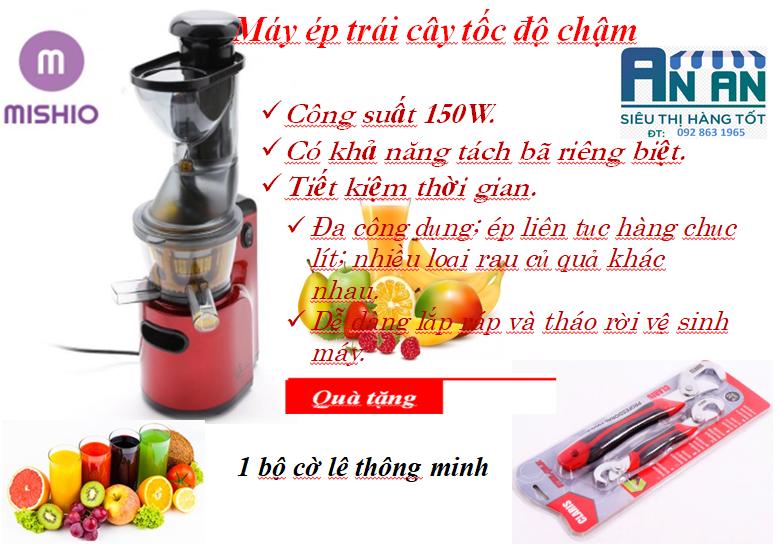 máy ép trái cây tốc độ chậm Mishio MK60 TẶNG 1 BỘ CỜ LÊ THÔNG MINH