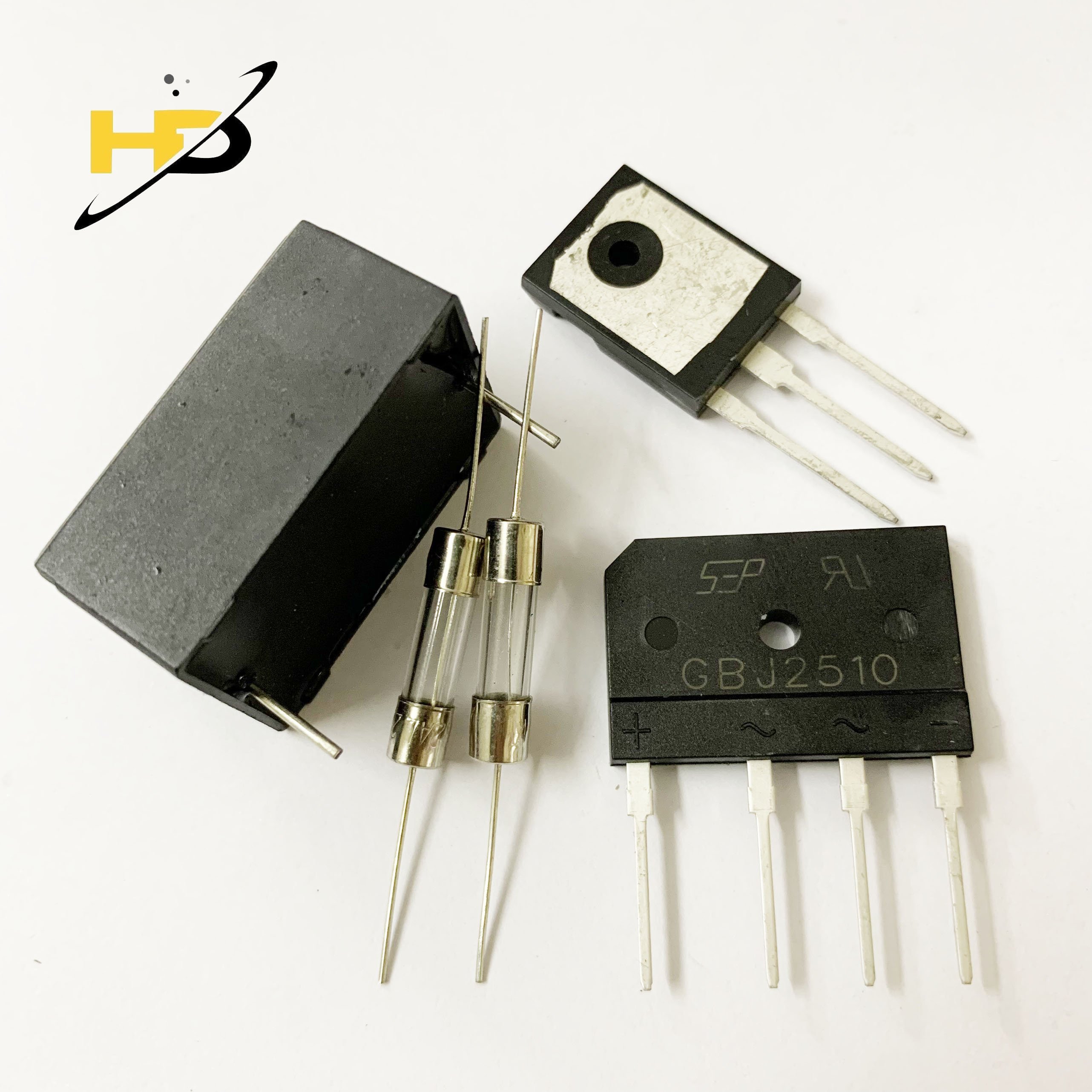 Combo linh kiện sửa công suất bếp từ gồm igbt h25r1203 + tụ bếp từ 5uf + diode cầu gbj2510+ cầu chì 12a mới